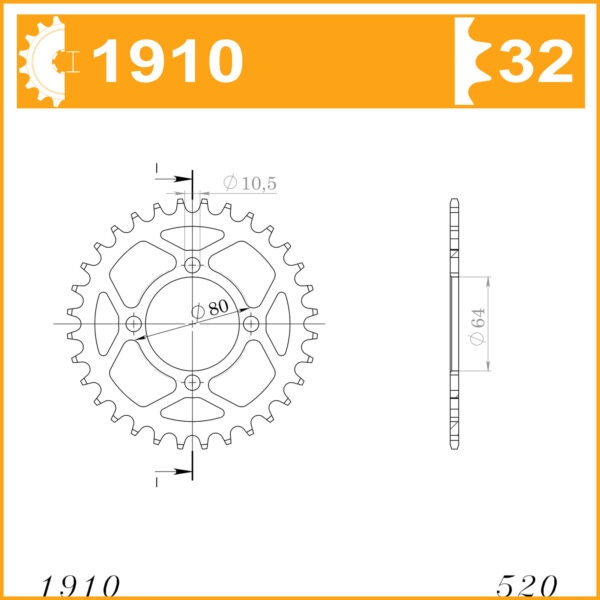 Sprocket Rear 1910-32 AFAM 12214-32