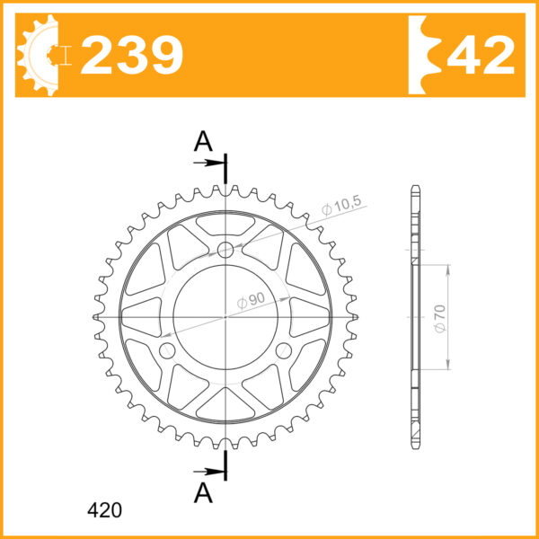 Sprocket Rear 239-42 AFAM 10103