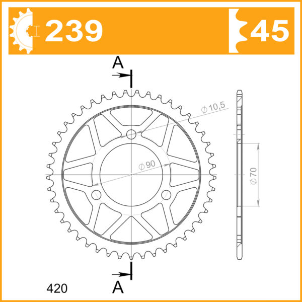 Sprocket Rear 239-45 AFAM 10103