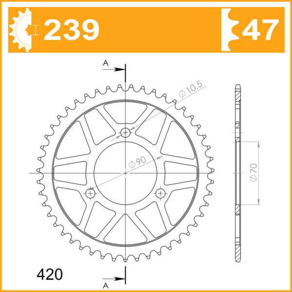 Sprocket Rear 239-47 AFAM 10103