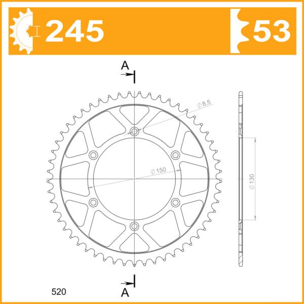 Sprocket Rear 245-53 JTR245/2 AFAM 12323-53