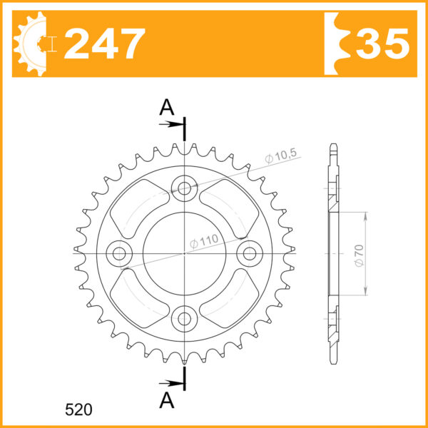 Sprocket Rear 247-35 AFAM 10406