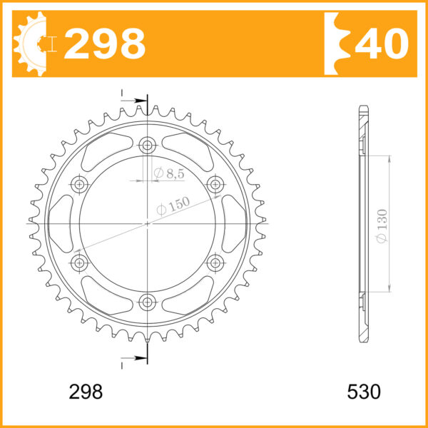 Sprocket Rear 298-40 AFAM 10404