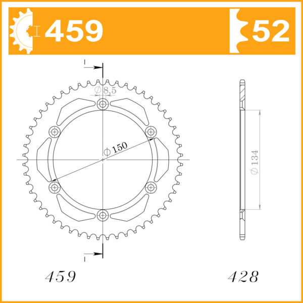 Sprocket Rear 459-52 AFAM 16207