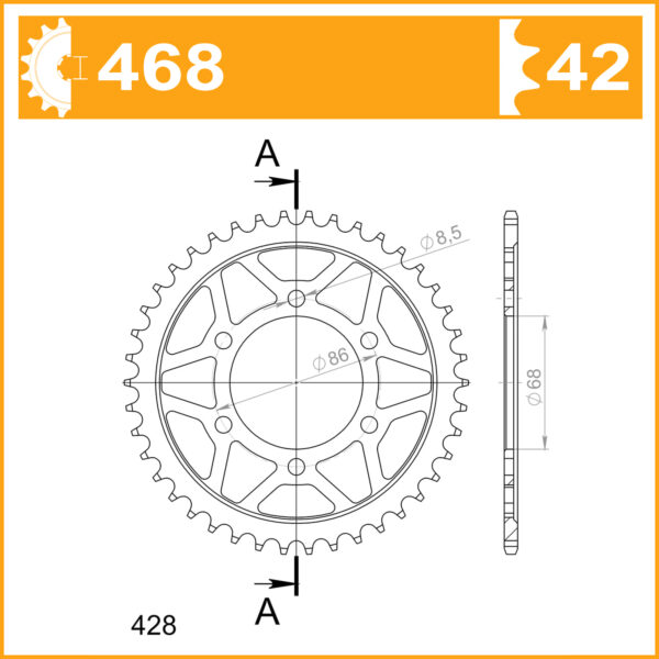 Sprocket Rear 468-42 JTR2057 AFAM 16201