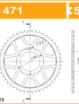 Sprocket Rear 471-50 AFAM 16201