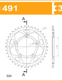Sprocket Rear 491-38 AFAM 50601