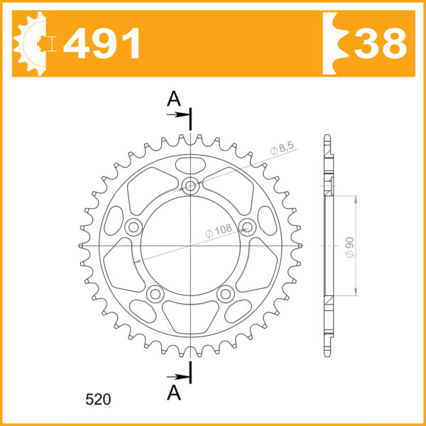 Sprocket Rear 491-38 AFAM 50601