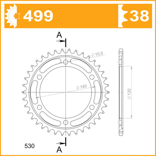 Sprocket Rear RK-B6837-38 JTR499 Afam 16603