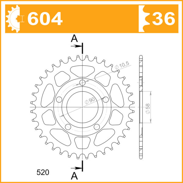 Sprocket Rear 604-36 AFAM 10215