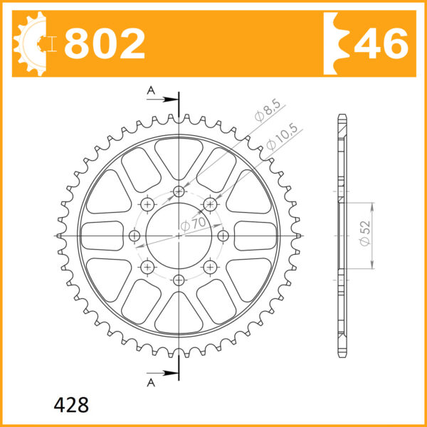 Sprocket Rear 802-46 AFAM 14101