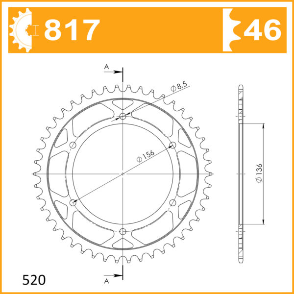 Sprocket Rear JTR817 Afam 14303