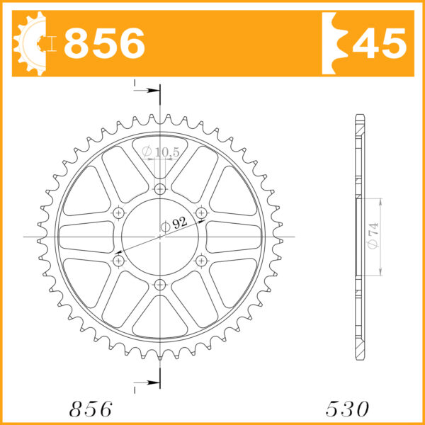 Sprocket Rear 856-45 AFAM 12403