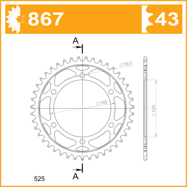 Sprocket Rear 867-43 AFAM 12603
