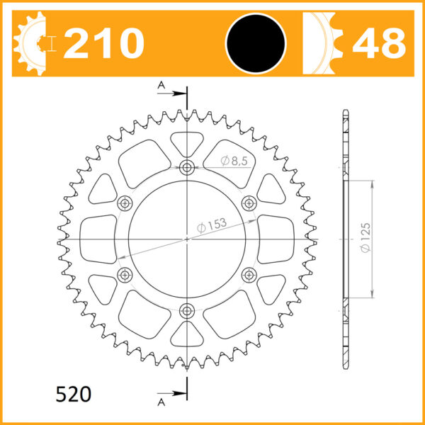 SuperSprox Rear Alloy MX RAL-210-48-BLK