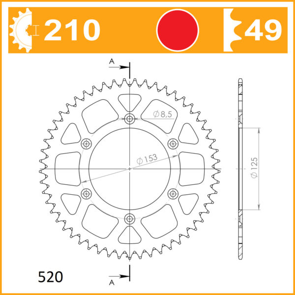 SuperSprox Rear Alloy MX RAL-210-49-RED - Image 2