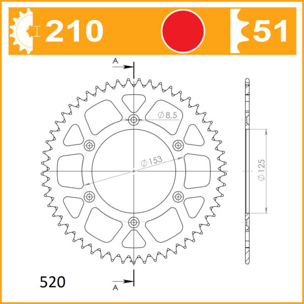 SuperSprox Rear Alloy MX RAL-210-51-RED - Image 2