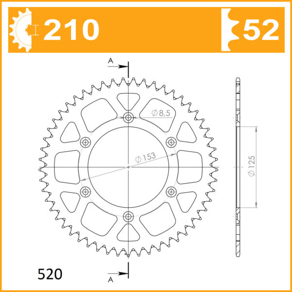 Sprocket Rear RK-B4012-52 JTR210 Afam 10212