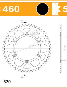 SuperSprox Rear Alloy Black MX RAL-460-50-BLK