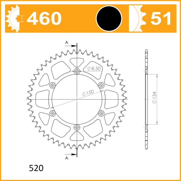 SuperSprox Rear Alloy MX RAL-460-51-BLK - Image 2