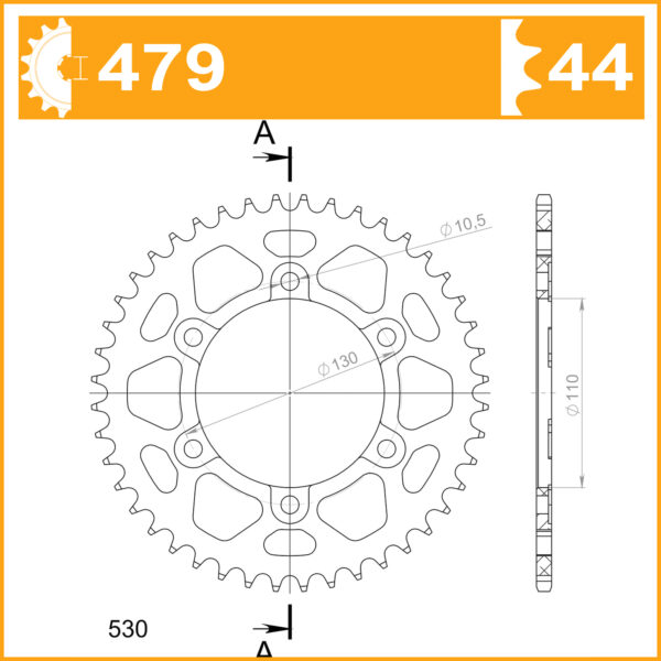 Sprocket Rear RK-B6833-44 JTR1479 Afam 16502