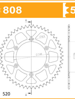 Sprocket Rear RK-B4426-50 JTR808 Afam 14203