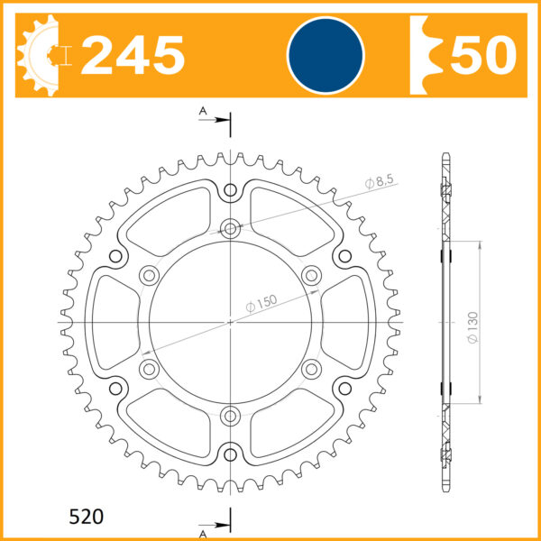 SuperSprox Rear Stealth Blue RST-210-50-BLU - Image 2