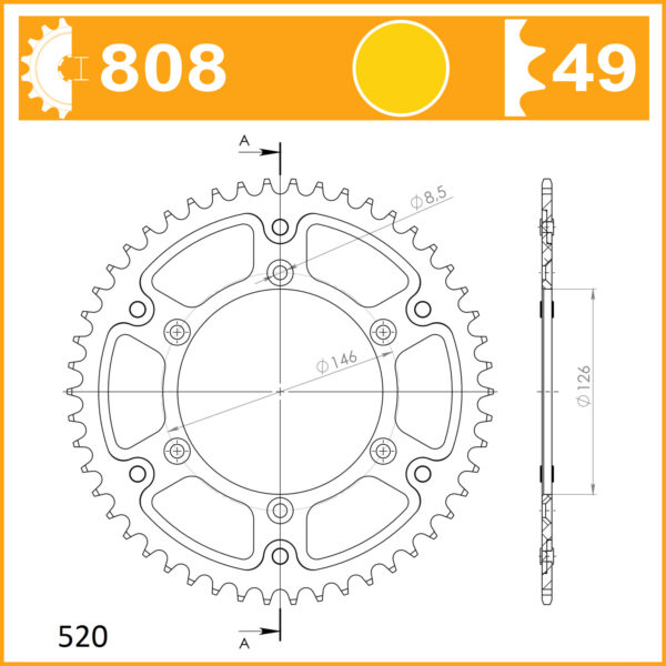 SuperSprox Rear Stealth Gold RST-808-49-GLD - Image 2