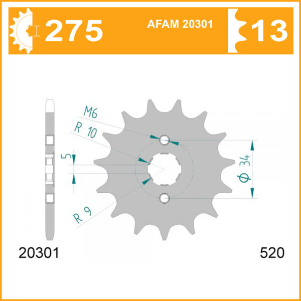 Sprocket Front 275-13 JTF275 AFAM 20301