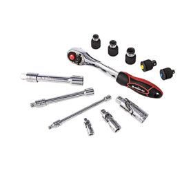 Bikeservice Tools 12pc ratchet / UJ / extension and adapter set BS80056
