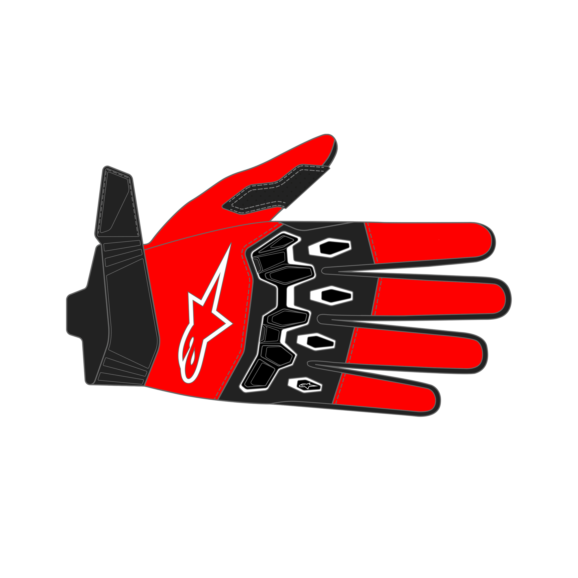 Alpinestars Youth & Kids Full Bore V2 Gloves Bright Red Black - XXS - Image 3