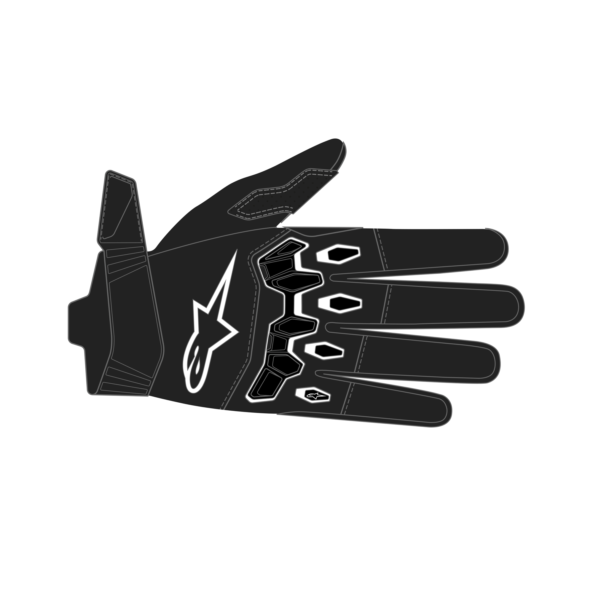 Alpinestars Youth & Kids Full Bore V2 Gloves Black White - XXS - Image 3