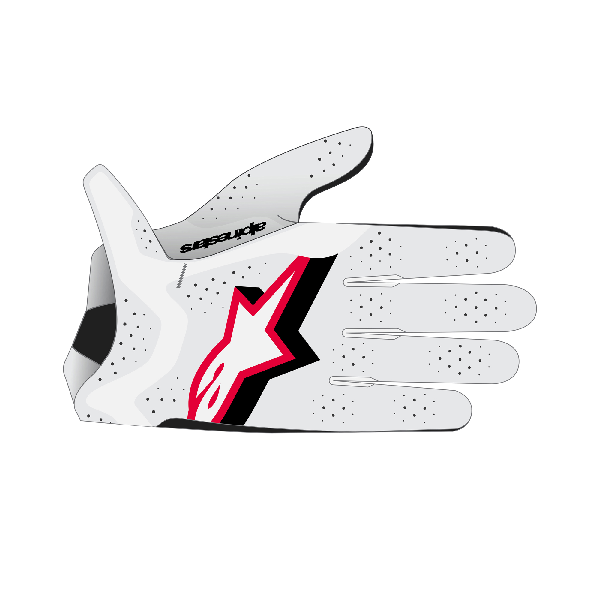 Alpinestars Supertech MX Gloves - White Black Fire Red - Size XL - Image 3