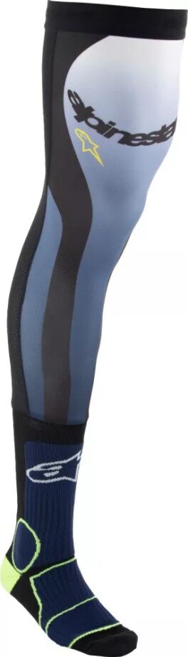Alpinestars Knee Brace Socks Night Navy Yellow Fluo - L-2XL (US 9-14 / EU 42-48)