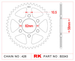 Sprocket Rear RK-B3343-43 428 pitch