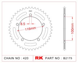 Sprocket Rear RK-B2175-44 JTR464 Afam 17100
