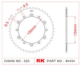Sprocket Rear RK-B4454-42 JTR460 Afam 16204