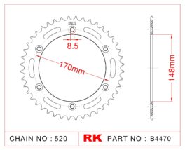 Sprocket Rear RK B4470-42 JTR 828-42 Afam 14501 520 pitch