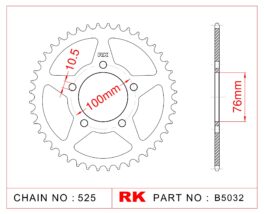 Sprocket Rear RK-B5032-44 525 pitch JTR15
