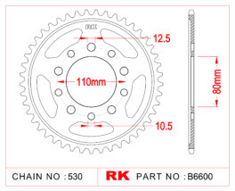 Sprocket Rear RK-B6600-45 JTR1334 AFAM 10605