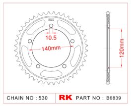 Sprocket Rear RK-B6839-43 JTR1800 Afam 86603