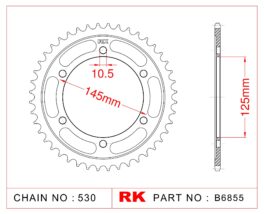 Sprocket Rear RK-B6855-43 JTR865 Afam 12601