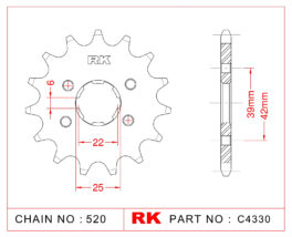 Sprocket Front RK-C4330-13 JTF1265 Afam 20302
