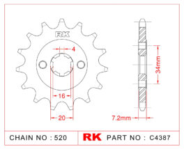 Sprocket Front RK-C4387-14 JTF1903 Afam 73203