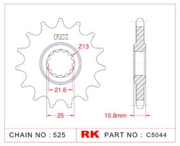 Sprocket Front RK-C5044-16 JTF781 Afam 21606 525 pitch