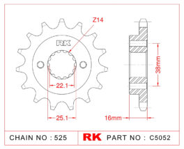 Sprocket Front RK-C5052-15 JTF740 Afam 52608
