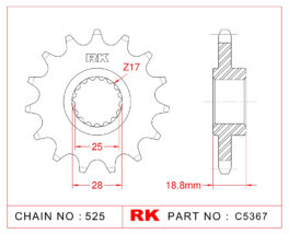 Sprocket Front RK-C5367-16 JTF704 Afam 61600