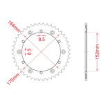Sprocket Rear RK-B4462-47 JTR853 Afam 12500